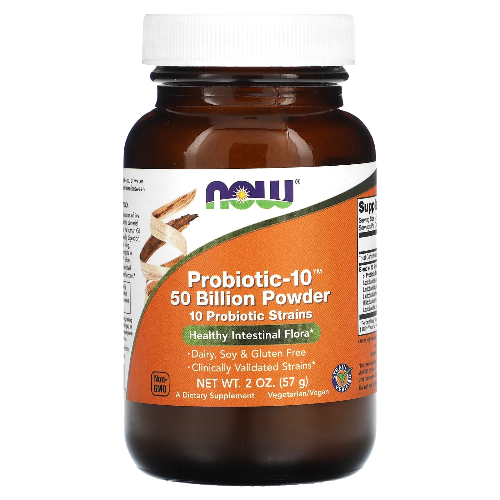 NOW Probiotic-10 50 Billion powder 57 g jar, retailer product photo